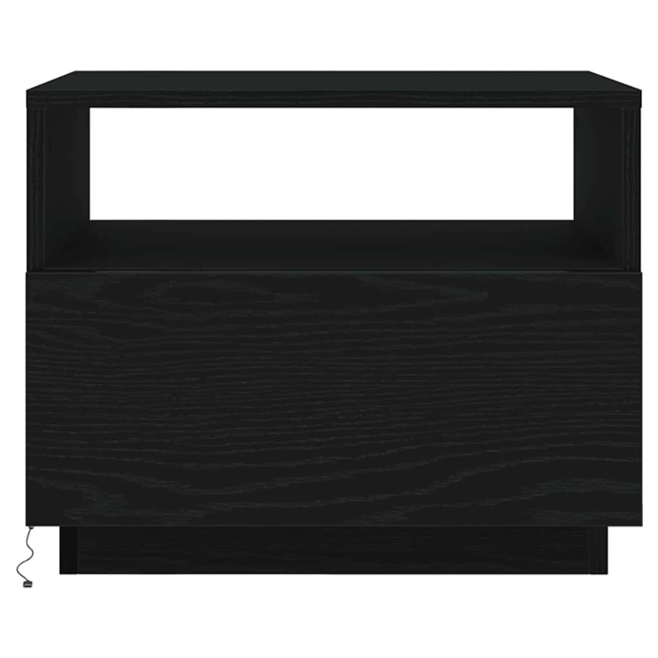 Mesa de centro con luces LED roble negro 50x49x40