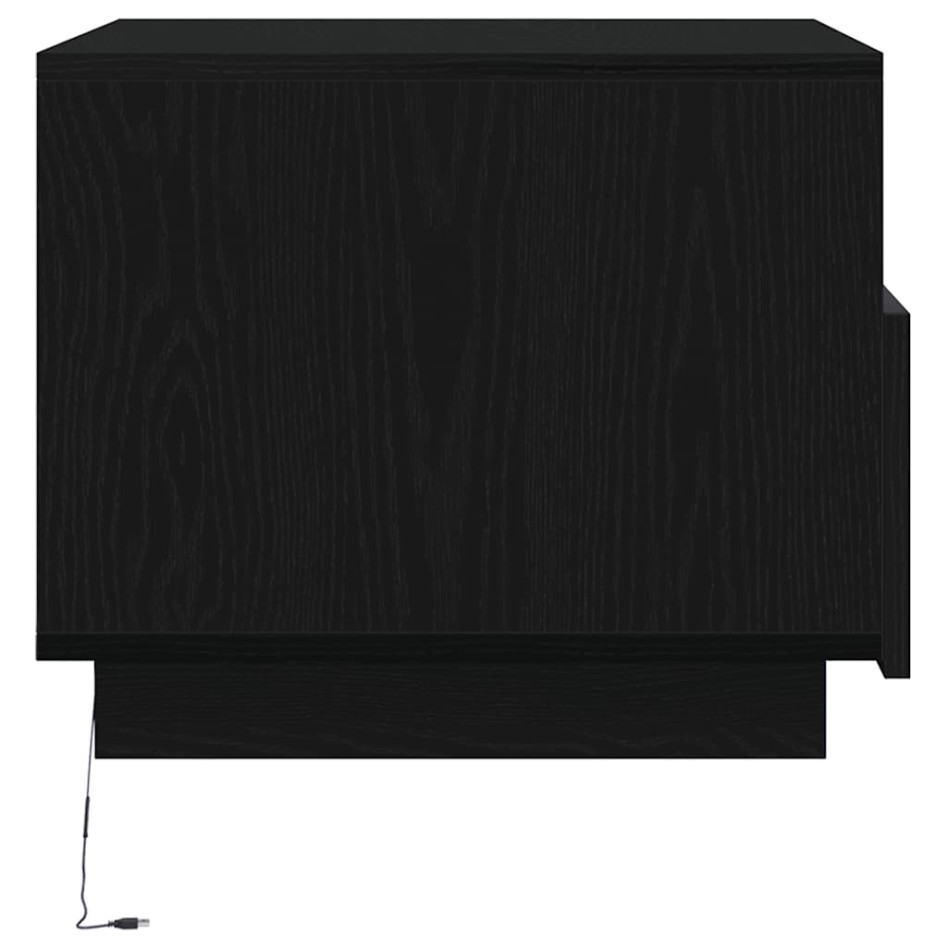 Mesa de centro con luces LED roble negro 50x49x40