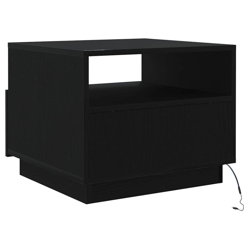 Mesa de centro con luces LED roble negro 50x49x40