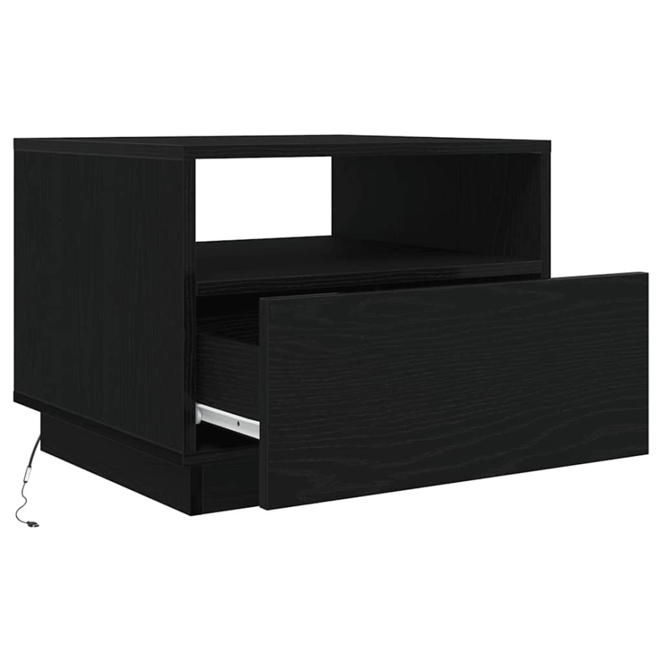 Mesa de centro con luces LED roble negro 50x49x40