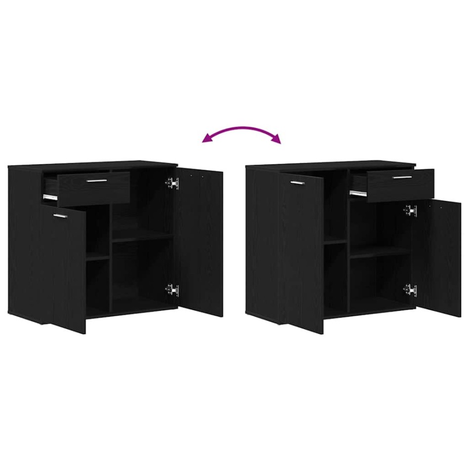Aparador de madera contrachapada roble negro 80x36x75