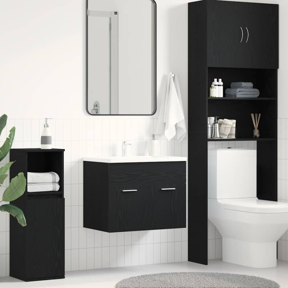 Mueble de baño para lavabo de roble negro 60x38,5x46
