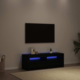 Mueble de TV con luces LED roble negro 120x35x40