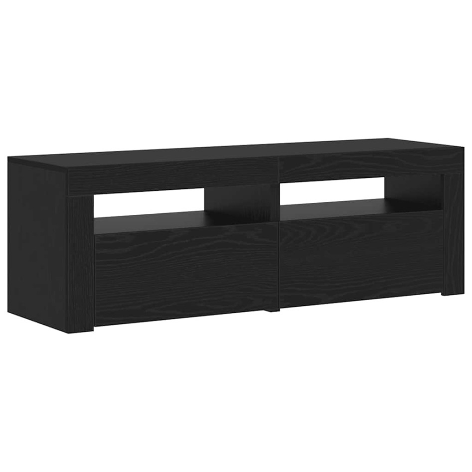 Mueble de TV con luces LED roble negro 120x35x40