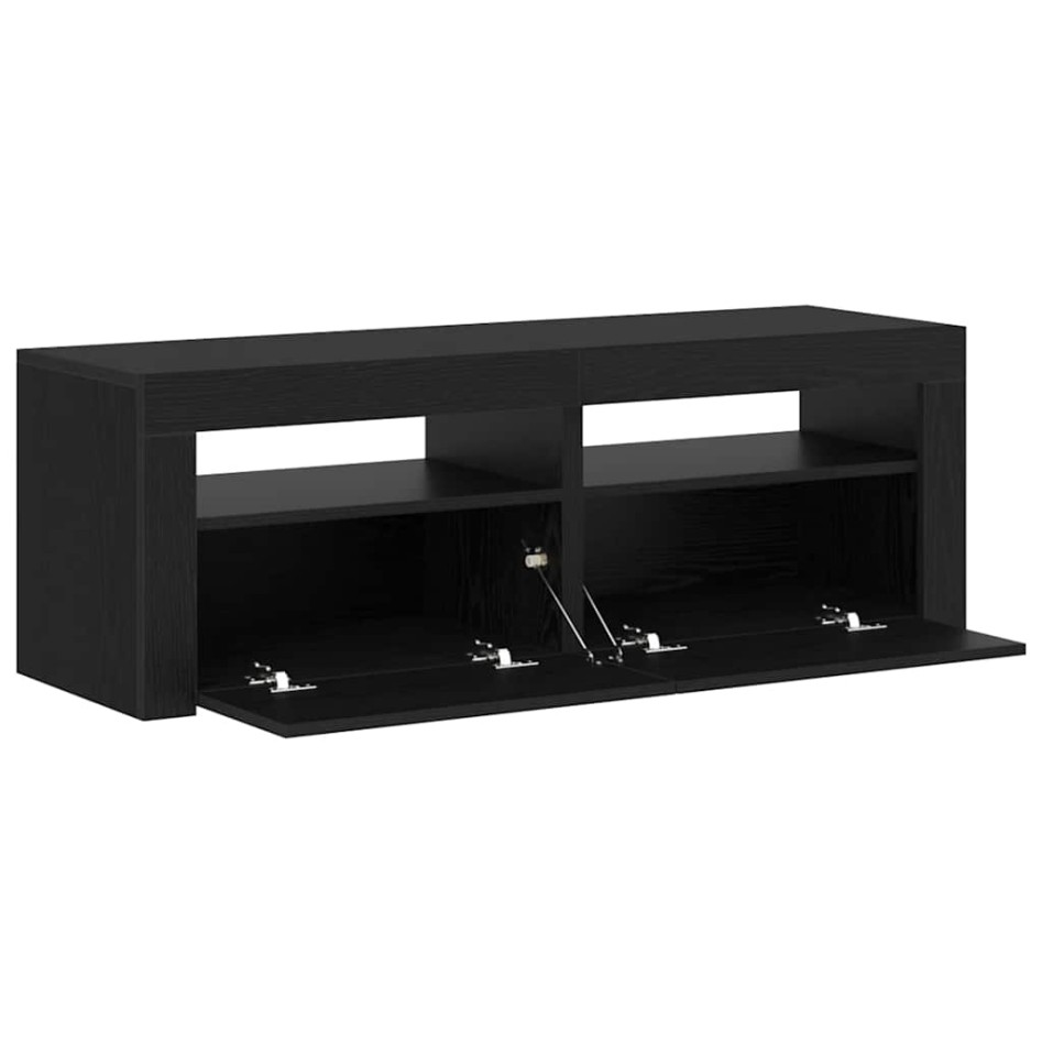 Mueble de TV con luces LED roble negro 120x35x40