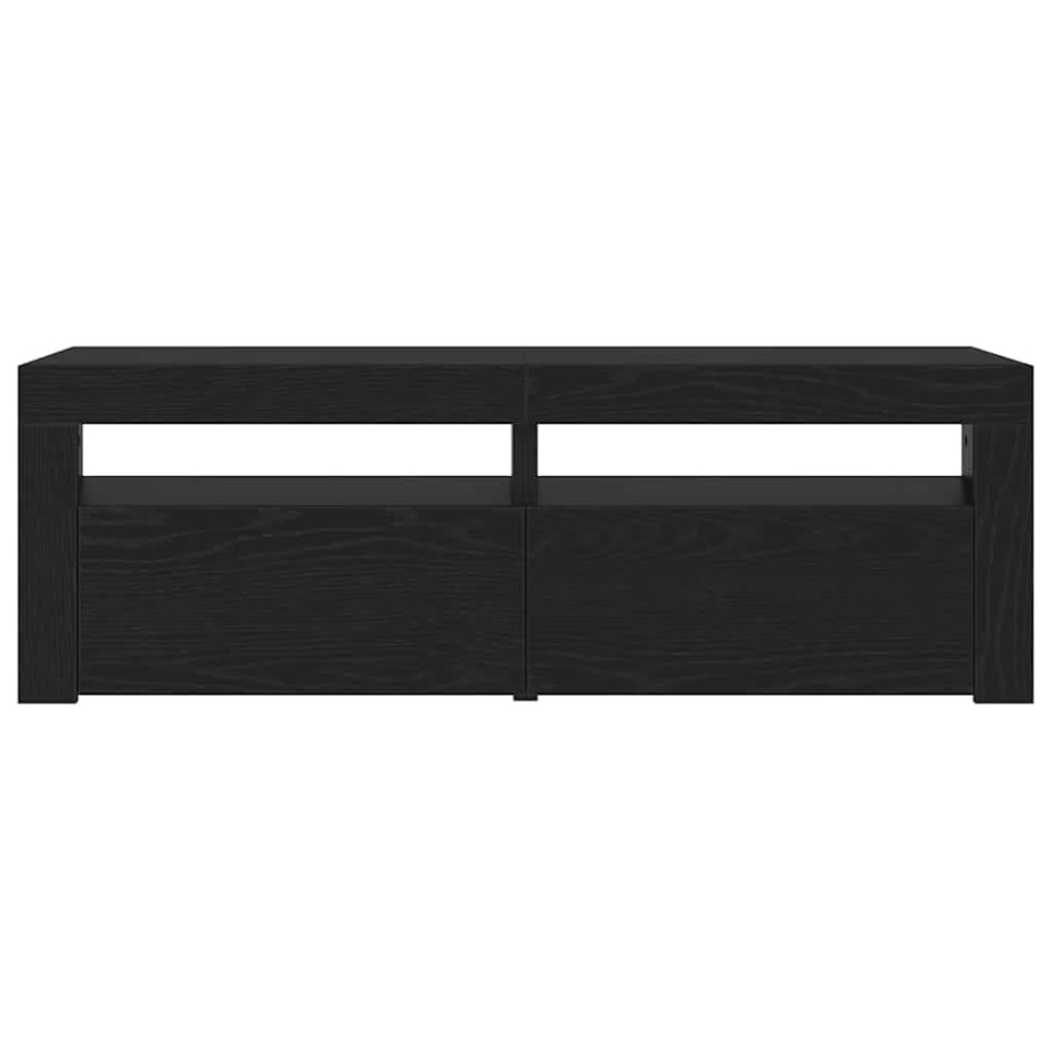 Mueble de TV con luces LED roble negro 120x35x40