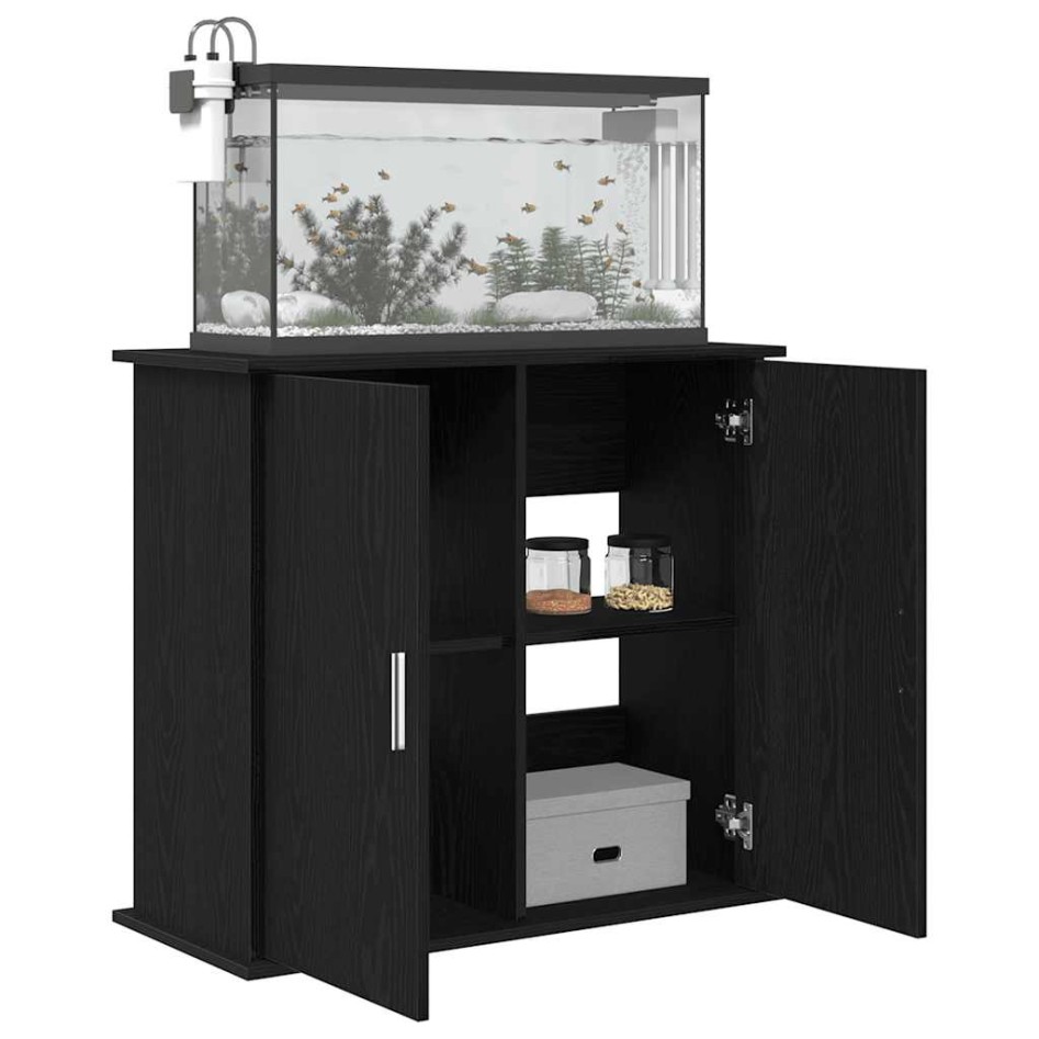 Soporte para acuario de madera de roble negro 81x36x73