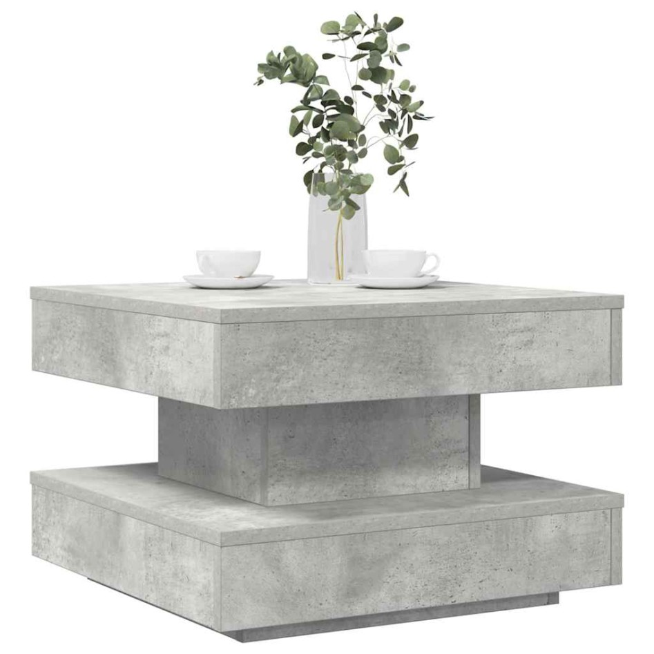 Mesa de centro giratoria 360 grados gris hormigón 50x50x34,5