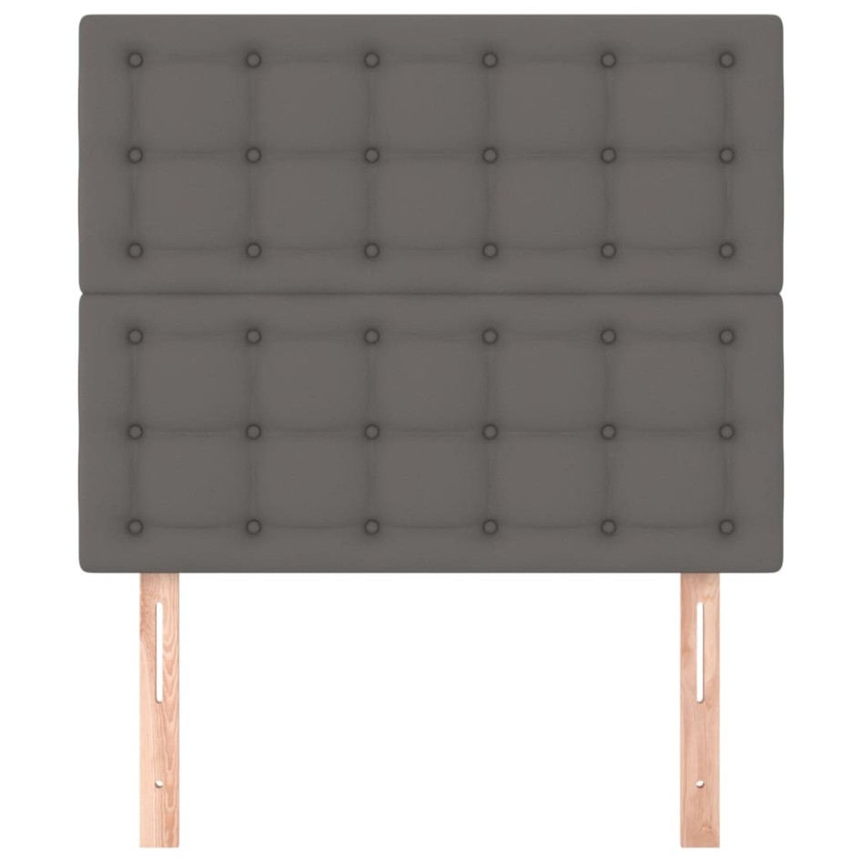 Cabeceros 2 unidades de cuero sintético gris 100x5x78/88