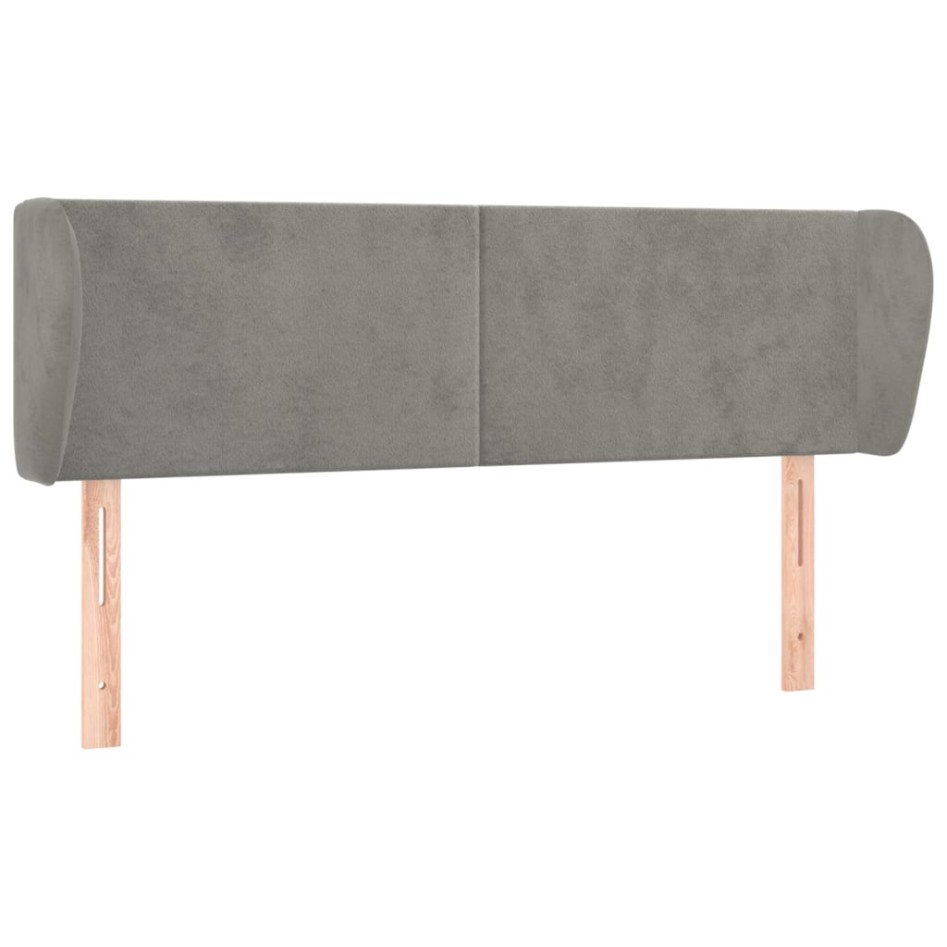 Cabecero de terciopelo gris claro 147x23x78/88