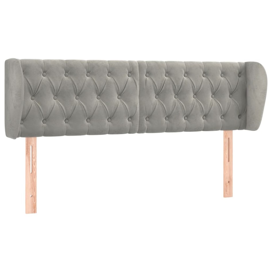 Cabecero de terciopelo gris claro 147x23x78/88