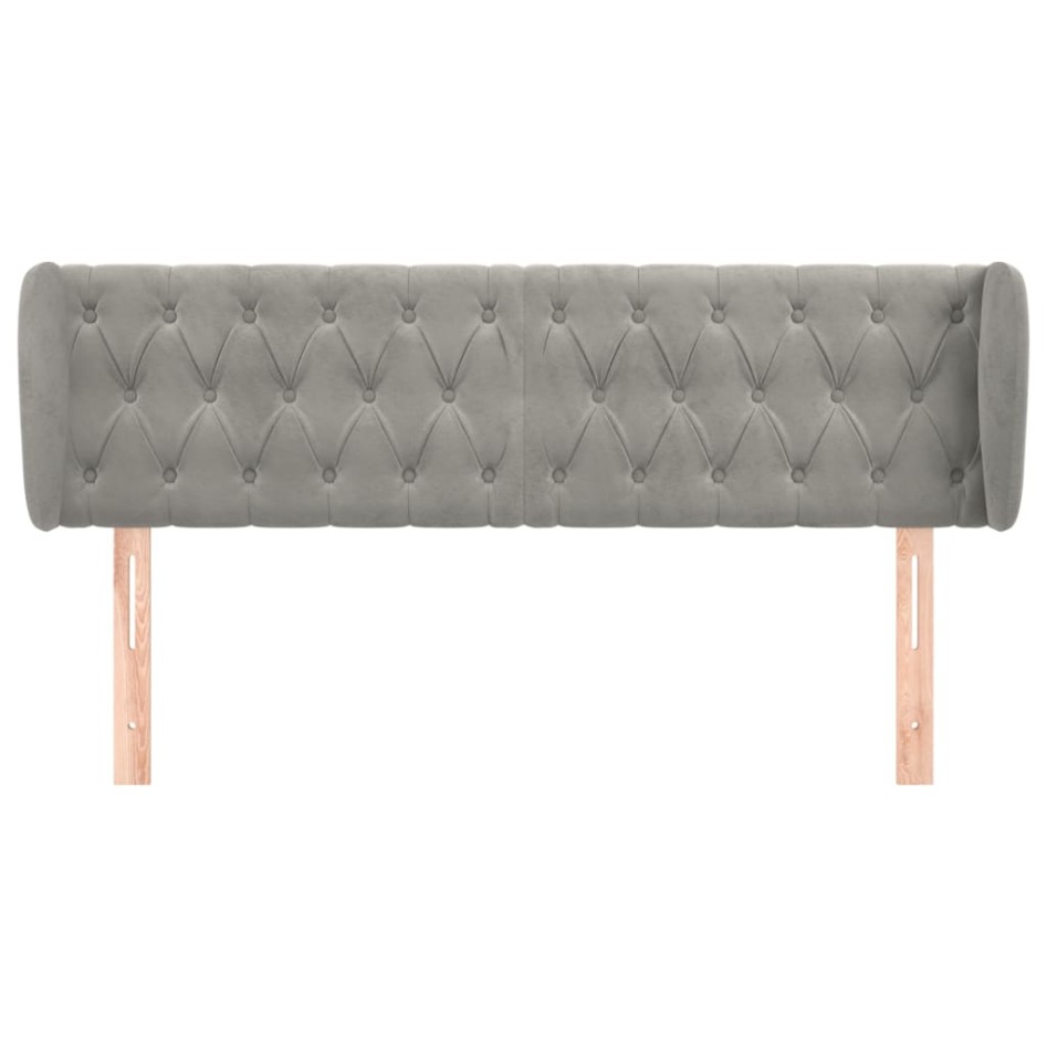 Cabecero de terciopelo gris claro 147x23x78/88