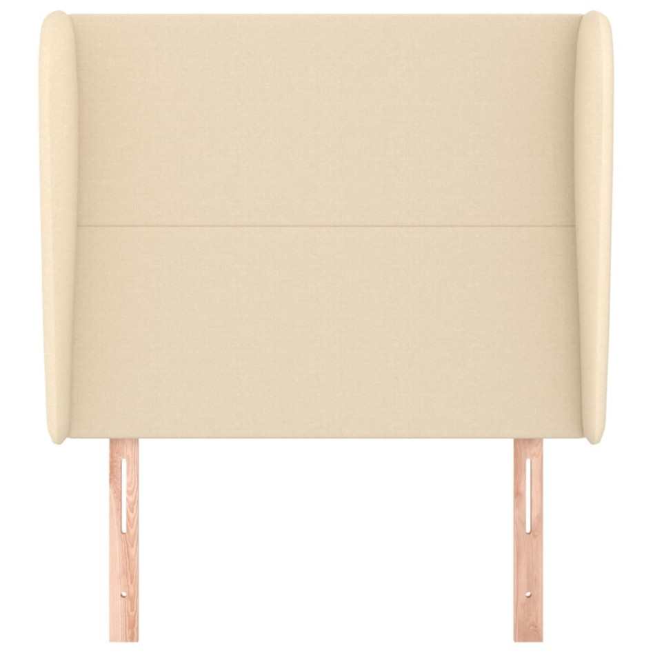 Cabecero con orejas de tela color crema 103x23x118/128