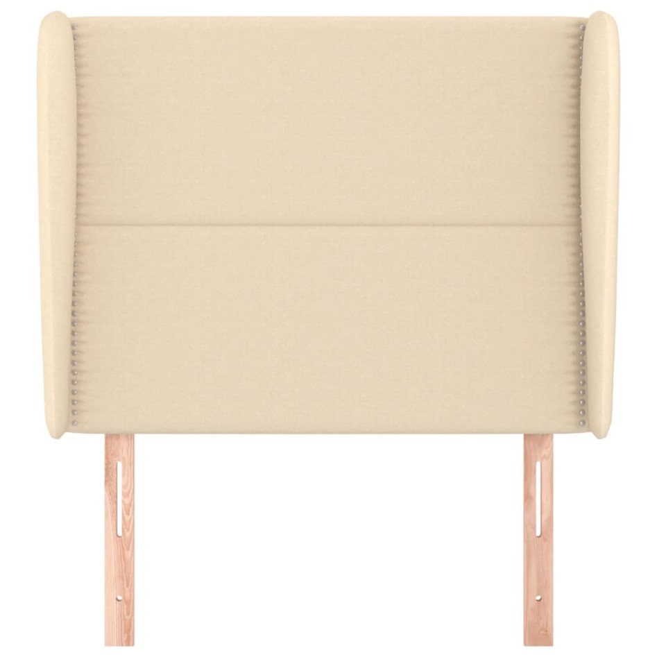 Cabecero con orejas de tela color crema 83x23x118/128