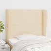 Cabecero con orejas de tela color crema 103x23x118/128 cm