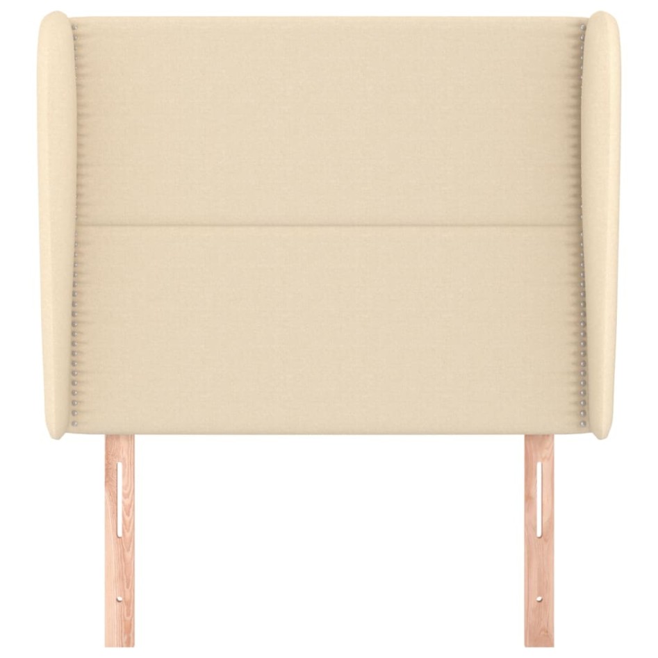 Cabecero con orejas de tela color crema 103x23x118/128