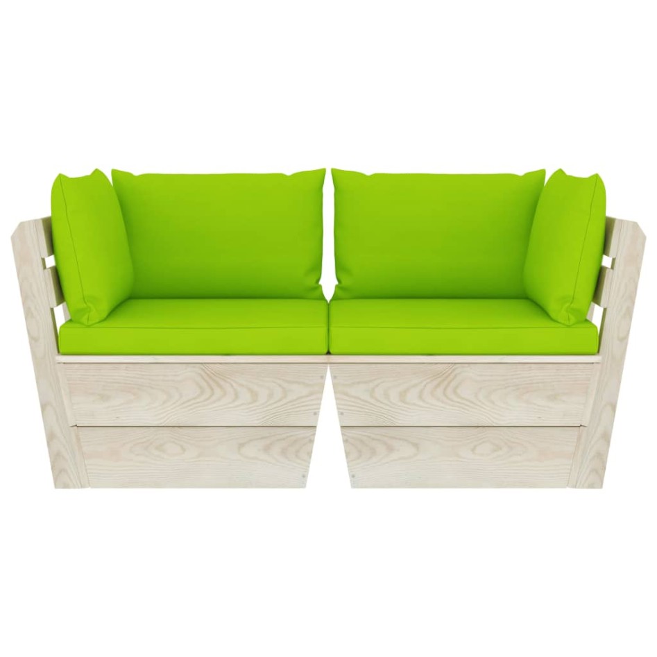 Sofá de palets de jardín 2 plazas con cojines madera de