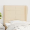 Cabecero con orejas de tela color crema 83x23x118/128 cm