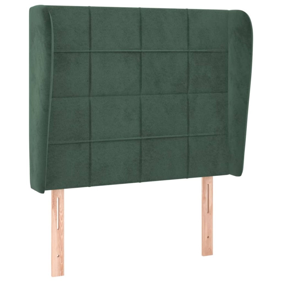 Cabecero con orejas de terciopelo verde oscuro 83x23x118/128