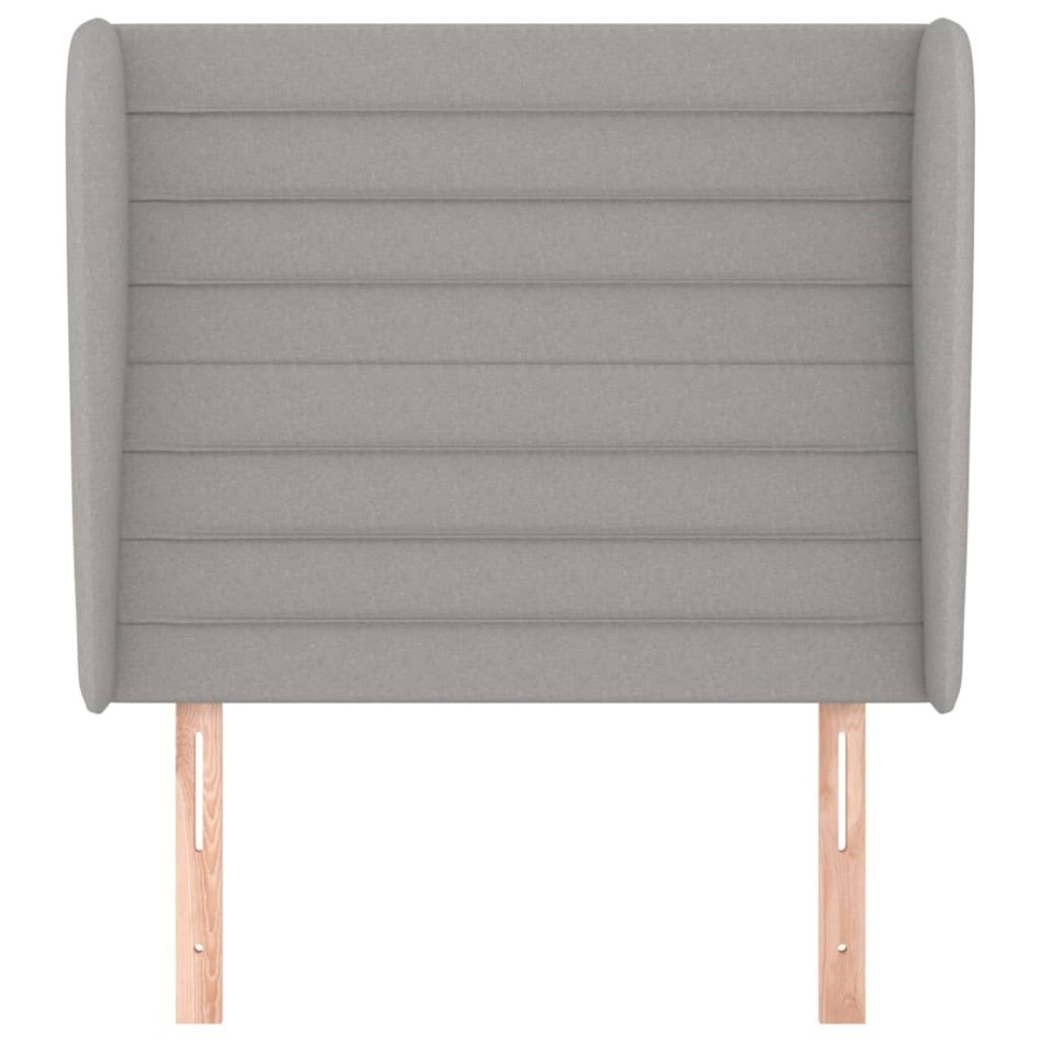 Cabecero con orejas de tela gris claro 93x23x118/128