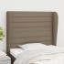 Cabecero con orejas de tela gris taupe 103x23x118/128