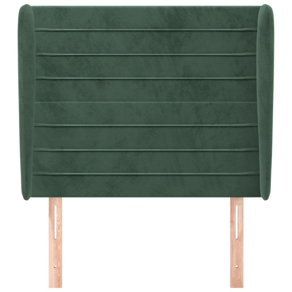 Cabecero con orejas de terciopelo verde oscuro 83x23x118/128
