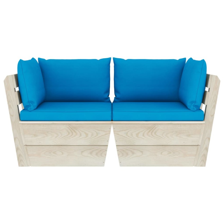 Sofá de palets de jardín 2 plazas con cojines madera de