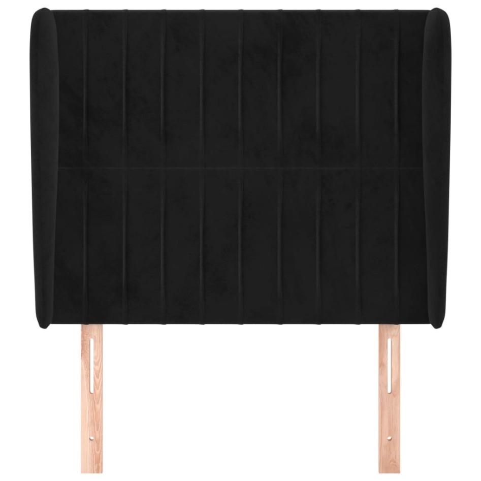 Cabecero con orejas de terciopelo negro 93x23x118/128