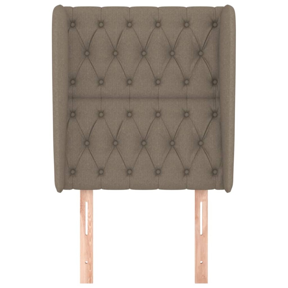 Cabecero con orejas de tela gris taupe 83x23x118/128