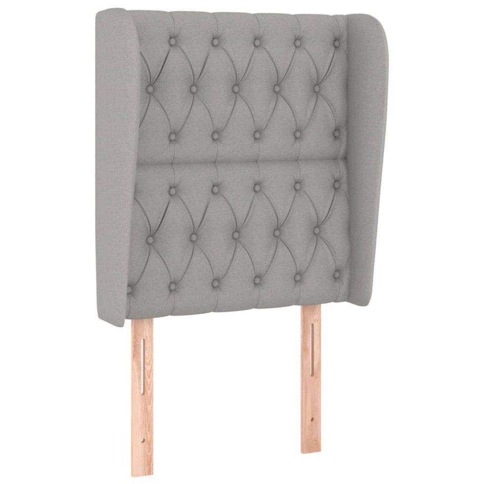 Cabecero con orejas de tela gris claro 83x23x118/128