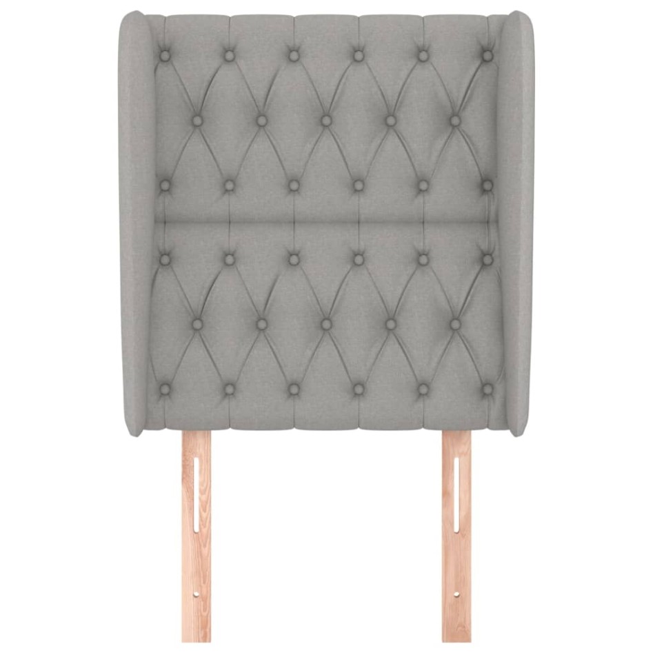 Cabecero con orejas de tela gris claro 83x23x118/128