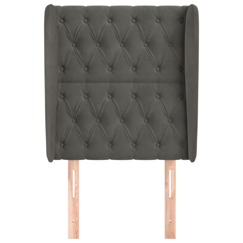 Cabecero con orejas de terciopelo gris oscuro 83x23x118/128