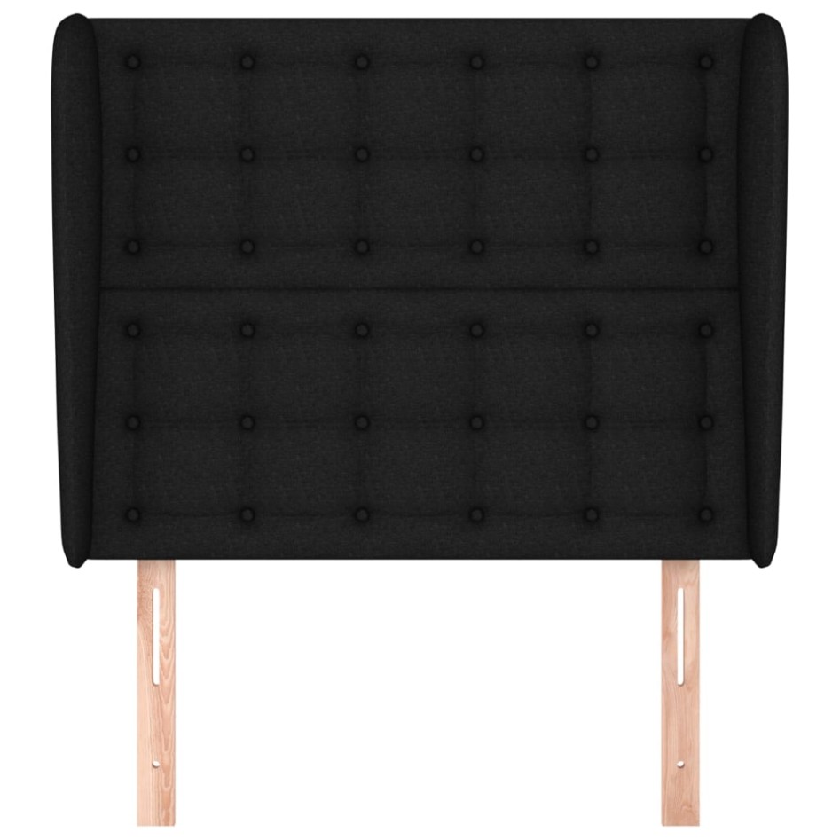 Cabecero con orejas de tela negro 103x23x118/128