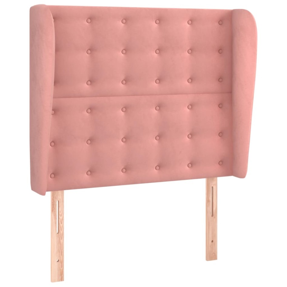 Cabecero con orejas de terciopelo rosa 83x23x118/128