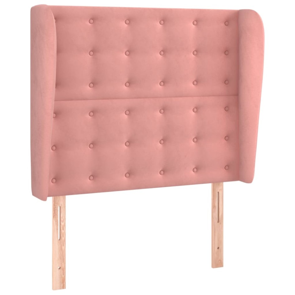 Cabecero con orejas de terciopelo rosa 93x23x118/128