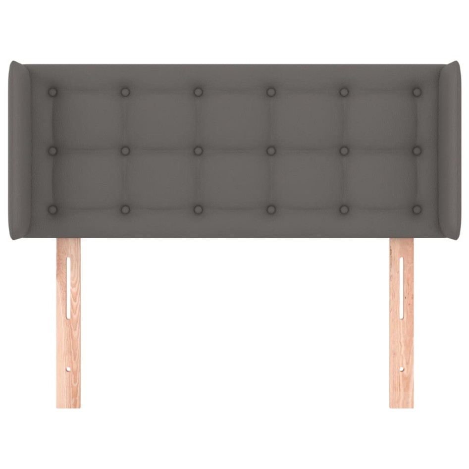 Cabecero de cuero sintético gris 83x16x78/88