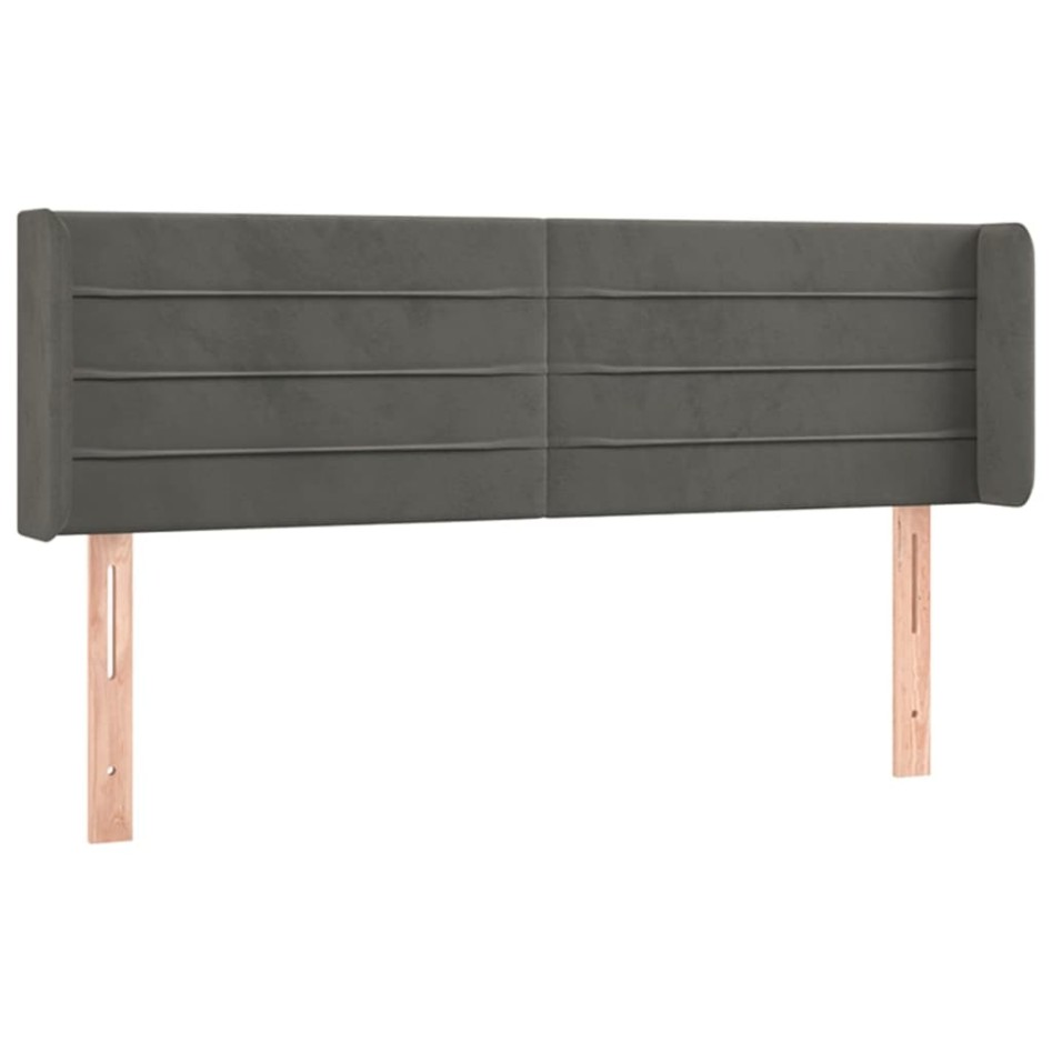 Cabecero de terciopelo gris oscuro 147x16x78/88