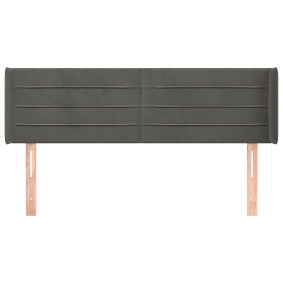 Cabecero de terciopelo gris oscuro 147x16x78/88