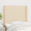 Cabecero con orejas de tela color crema 103x16x118/128 cm