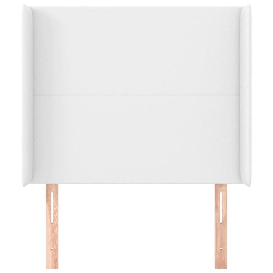 Cabecero con orejas de cuero sintético blanco 83x16x118/128