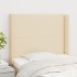 Cabecero con orejas de tela color crema 103x16x118/128