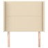 Cabecero con orejas de tela color crema 103x16x118/128
