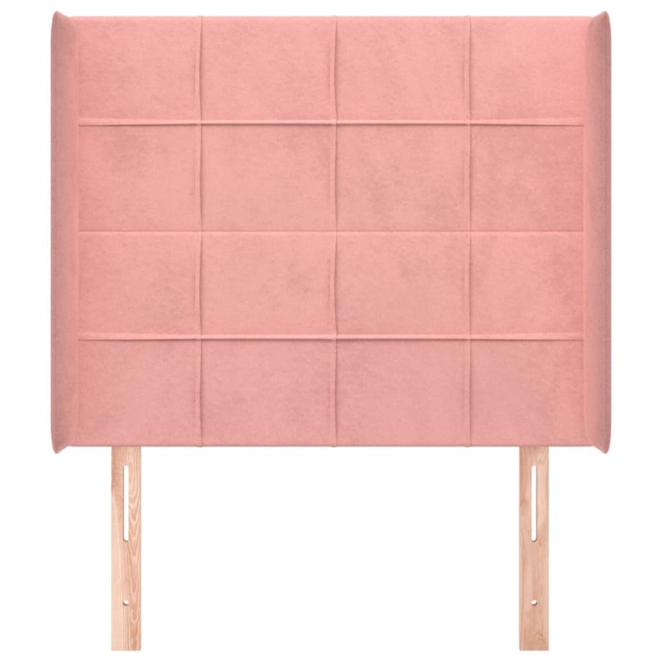 Cabecero con orejas de terciopelo rosa 83x16x118/128