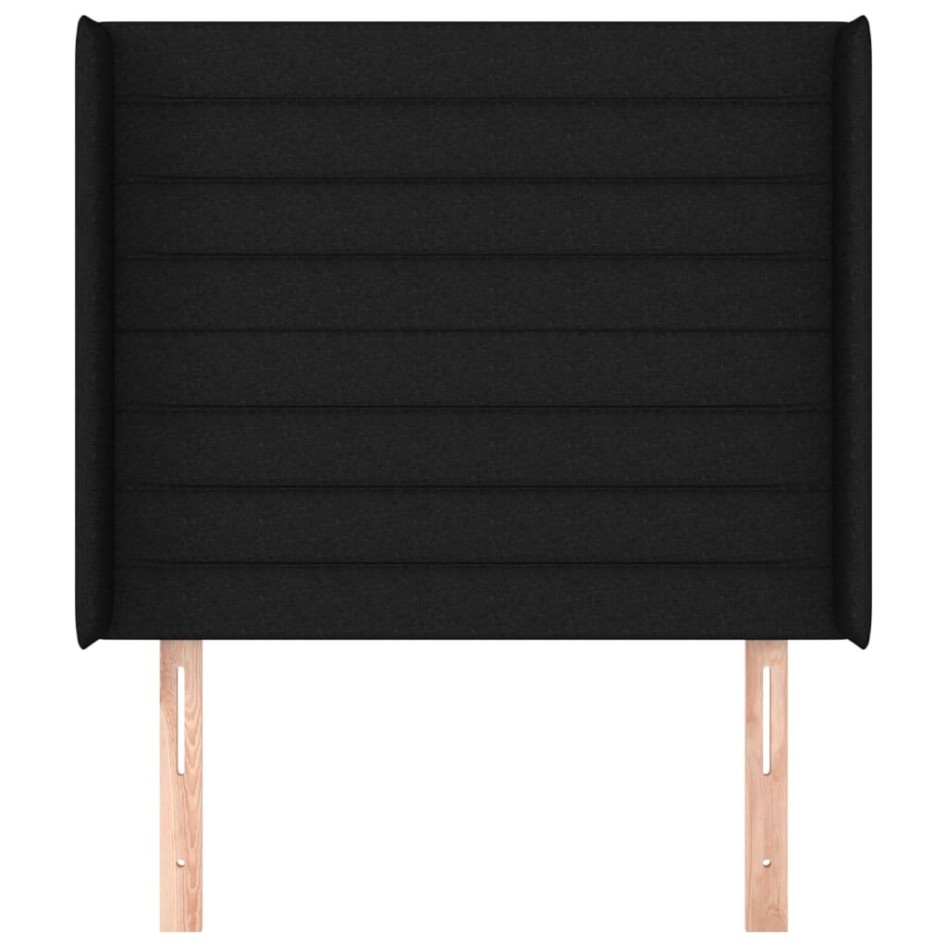 Cabecero con orejas de tela negro 103x16x118/128