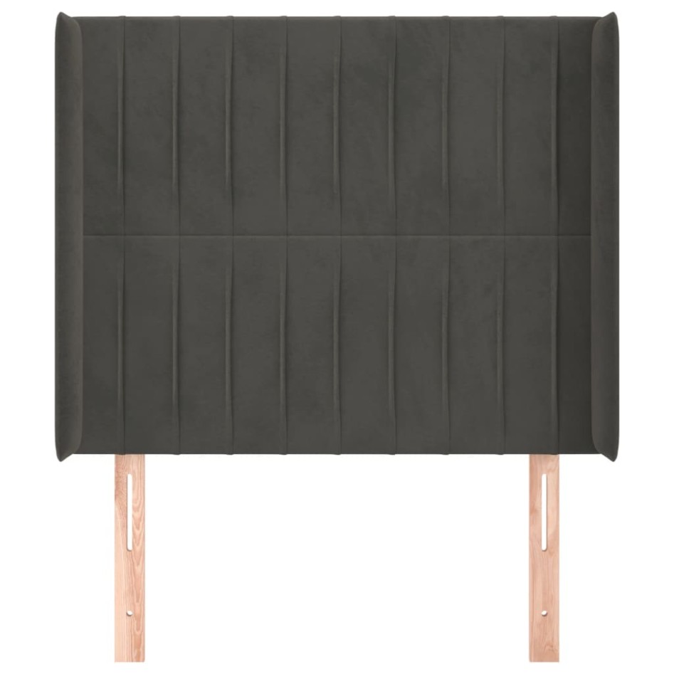 Cabecero con orejas de terciopelo gris oscuro 83x16x118/128