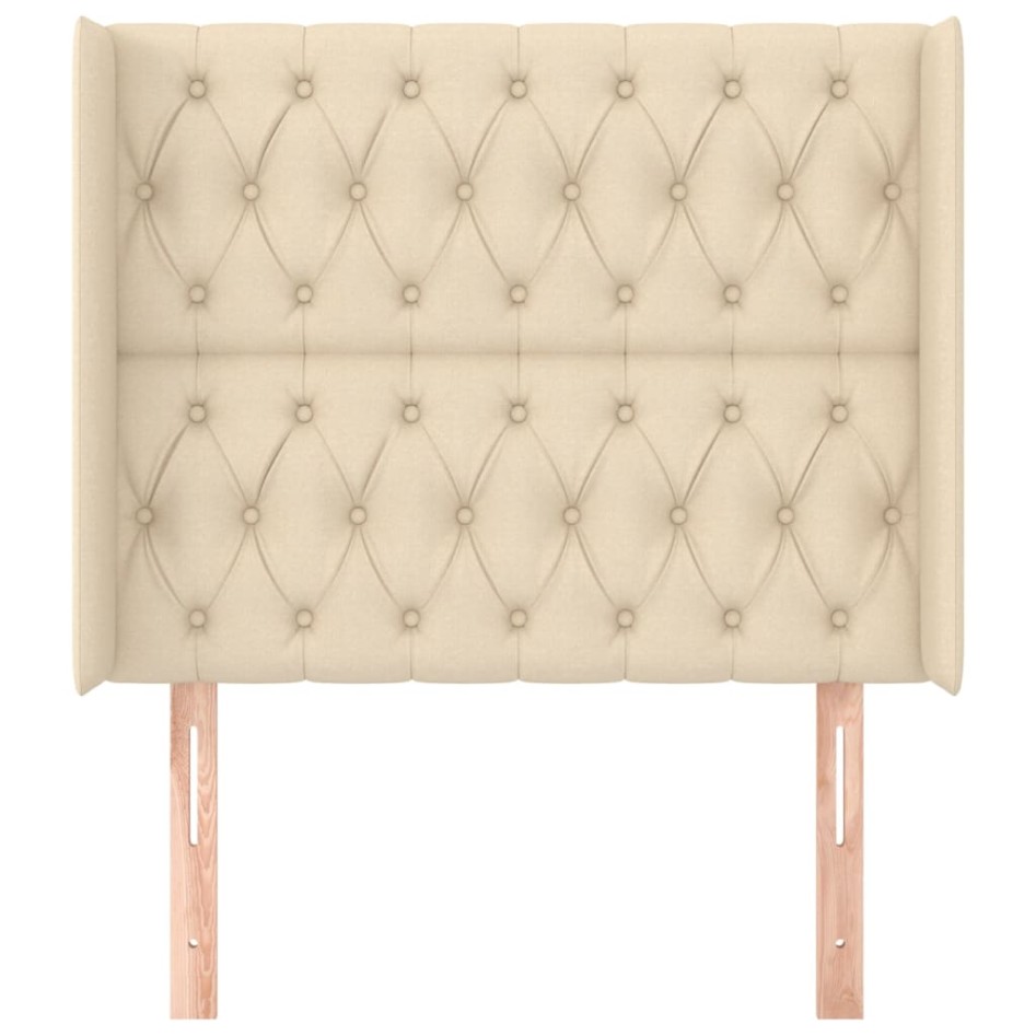 Cabecero con orejas de tela color crema 103x16x118/128