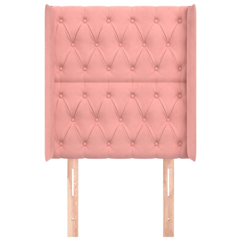 Cabecero con orejas de terciopelo rosa 83x16x118/128