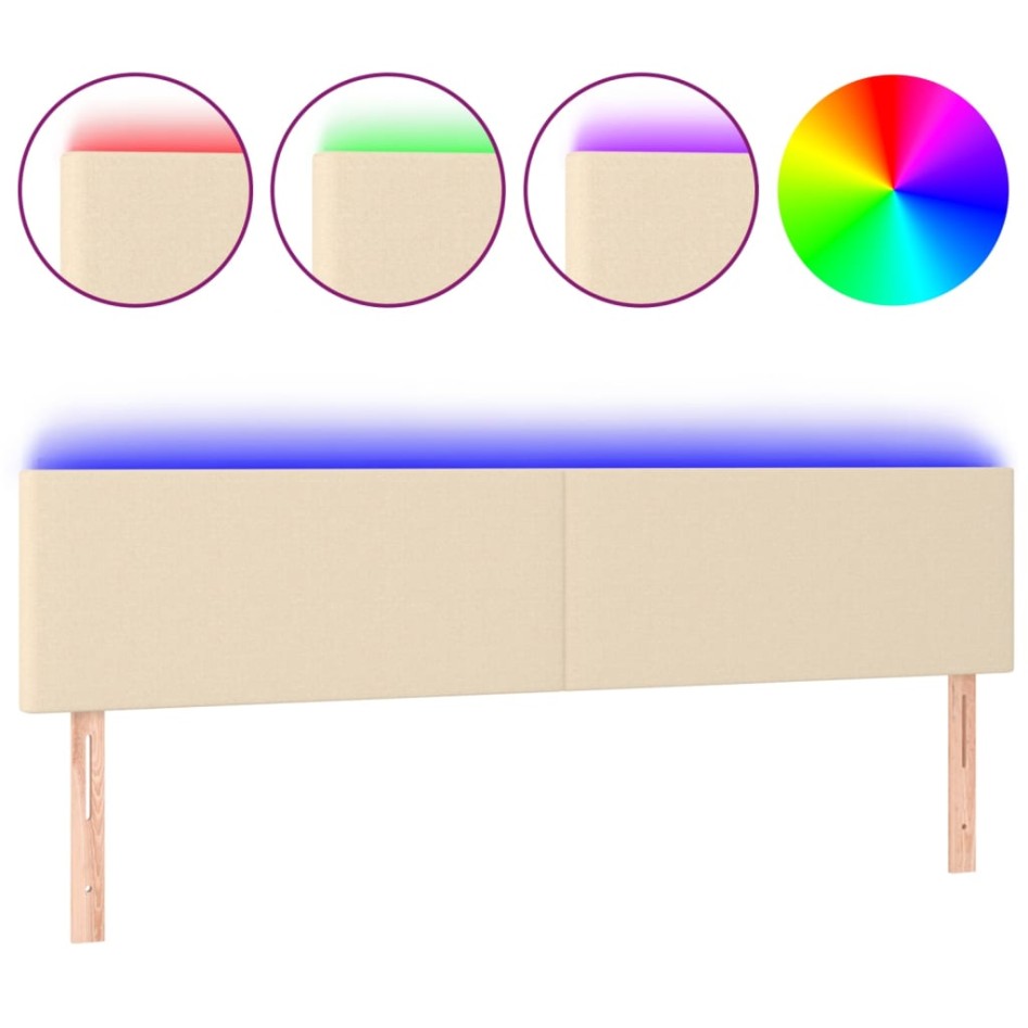 Cabecero con LED de tela color crema 160x5x78/88