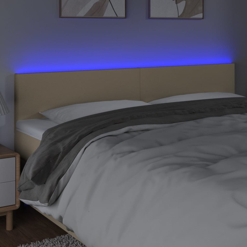 Cabecero con LED de tela color crema 160x5x78/88