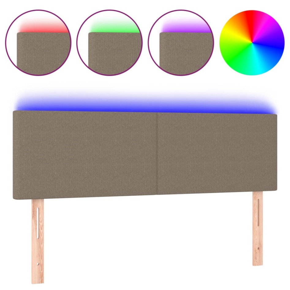 Cabecero con LED de tela gris taupe 144x5x78/88